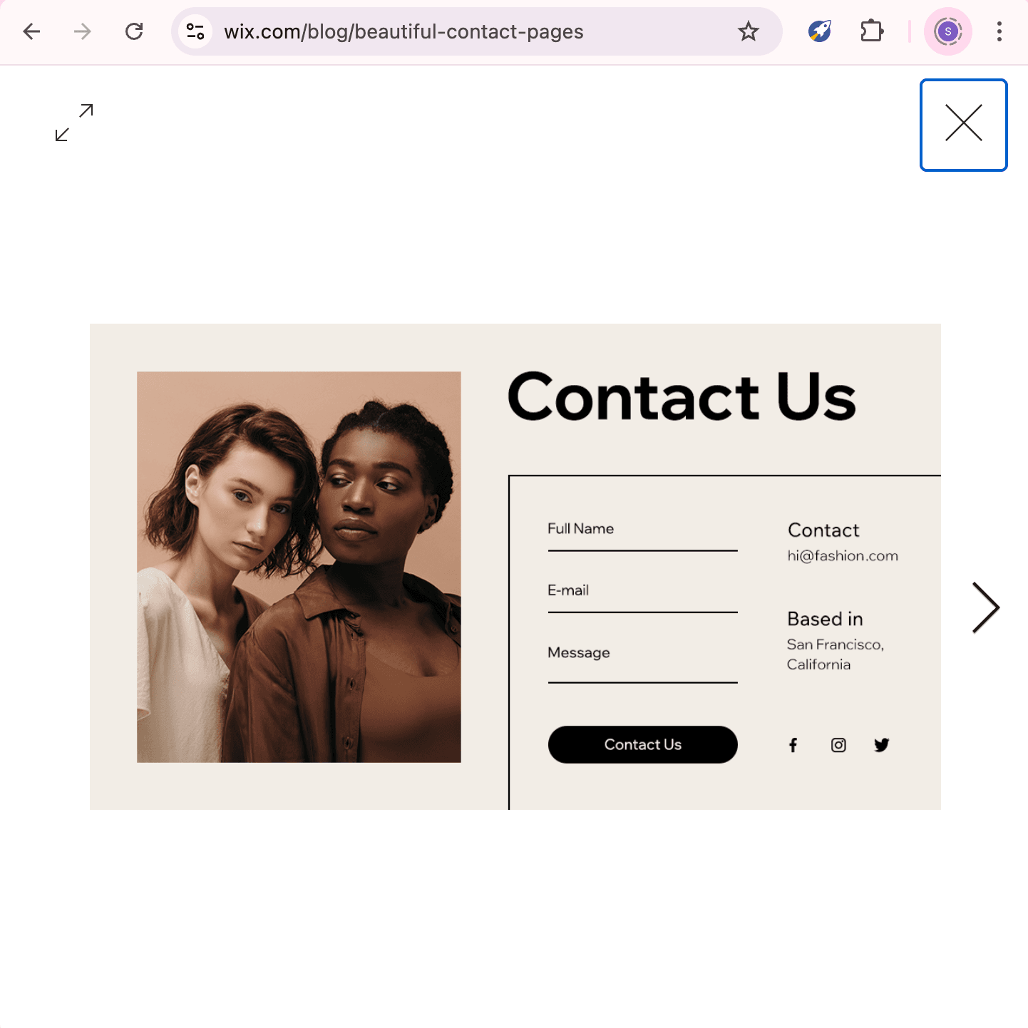 Example contact page